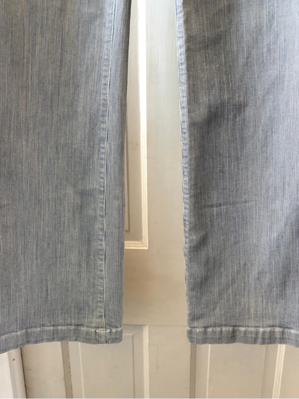 Parker Smith Railroad Striped Pinstripe Wide Leg Jeans Size 30 EU 10 US - Picture 8 of 15